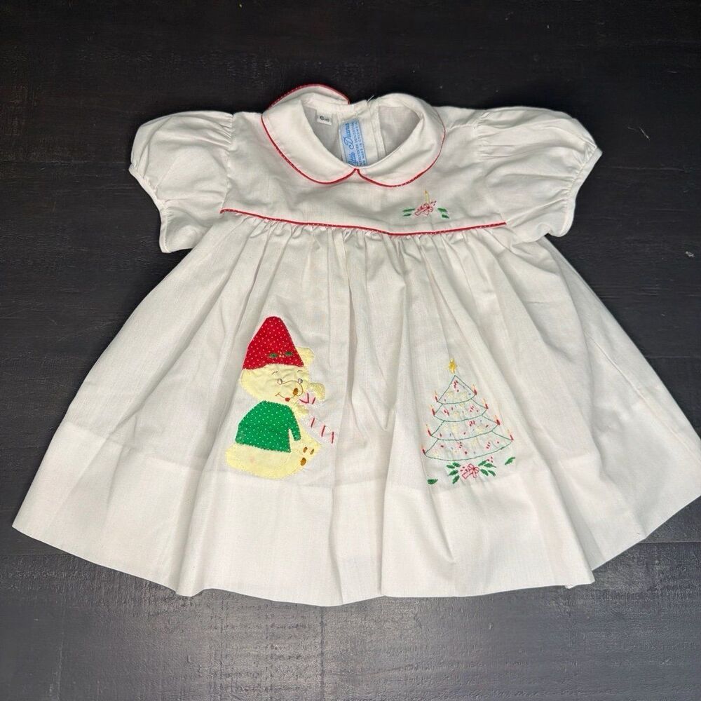 Embroidered Baby Smocked Dress White